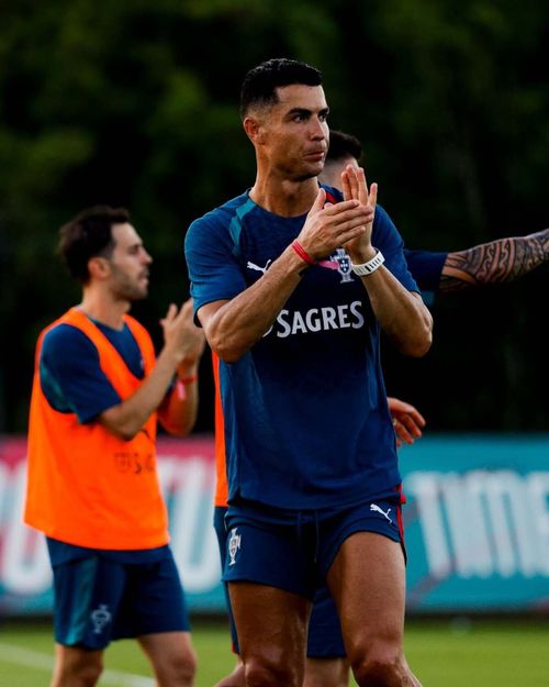 Cristiano Ronaldo, la antrenamentul Portugaliei. Foto: Instagram/@cristiano