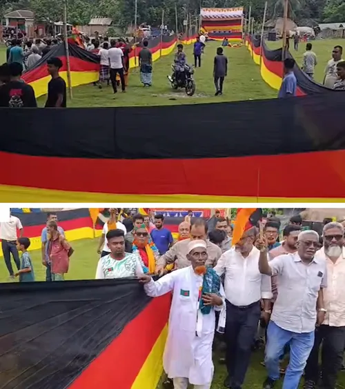 „Unii oameni îmi spun că sunt nebun”    FOTO.  Un fermier din Bangladesh a făcut un   steag de 7,5 kilometri  pentru Germania. Motivul e incredibil