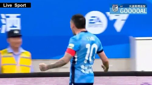 Golul marcat de Nicolae Stanciu în Dalian - Wuhan / foto: capturi video X/TheFootballZone