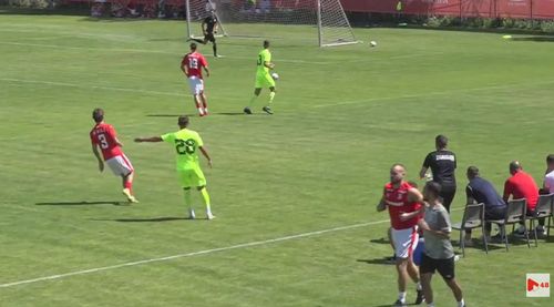 George Pușcaș, surprins la amicalul cu Ștefăneștii de Jos. Foto: captură YouTube/48TV