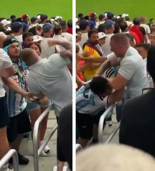 Se simte tensiunea semifinalei    VIDEO.  Fanii Argentinei și ai Angliei   și-au împărțit pumni  la CM 2026