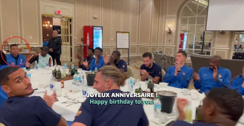 Kylian Mbappe, în capul mesei la aniversarea lui Franck Raviot (FOTO: captură video X / Equipe de France)