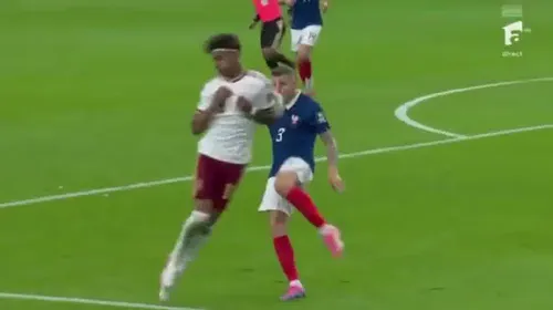 Lamine Yamal a obținut un penalty în Franța - Spania, iar Mikel Oyarzabal a transformat lovitura de la 11 metri. Foto: captură Antena 1