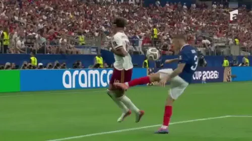 Lamine Yamal a obținut un penalty în Franța - Spania, iar Mikel Oyarzabal a transformat lovitura de la 11 metri. Foto: captură Antena 1
