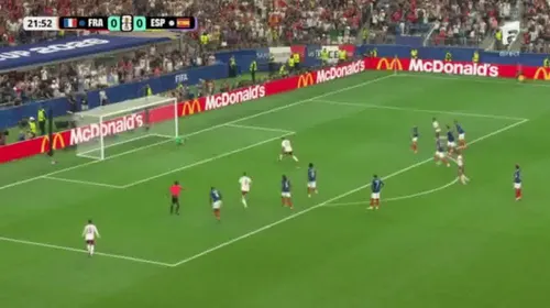 Lamine Yamal a obținut un penalty în Franța - Spania, iar Mikel Oyarzabal a transformat lovitura de la 11 metri. Foto: captură Antena 1