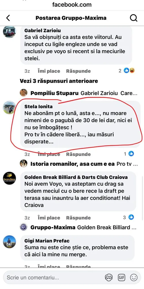 Comentariile fanilor olteni