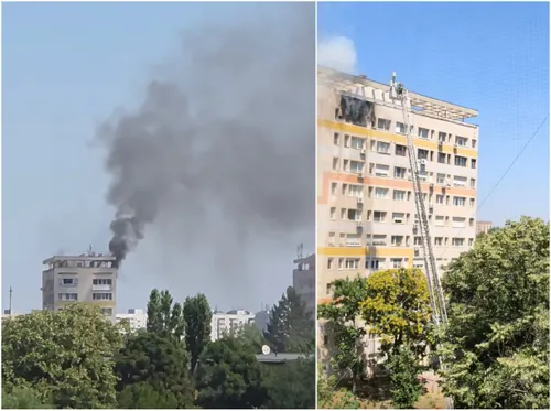 VIDEO | Incendiu violent la ultimul etaj al unui bloc din București, în apropiere de Parcul IOR. Martor: Sper să fie toată lumea bine! | UPDATE