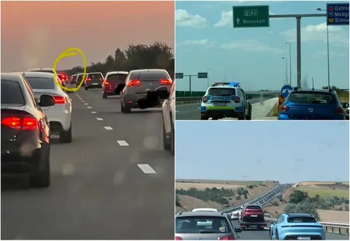 FOTO  | Măsura extremă luată de polițiști pe Autostrada A2, după dezastrul rutier de ieri de pe drumul de întoarcere la București de la mare. Reacțiile radicale ale șoferilor
