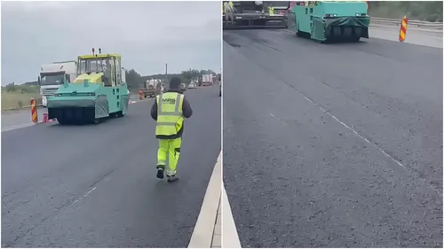 VIDEO | Se toarnă asfalt pe Centura București, „cel mai nou vechi” șantier din sud-estul Ilfovului. Segmentul dintre DN2 și A2 este lărgit la patru benzi