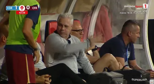 Momentul când Marius Șumudică a înjurat după golul lui Manolache. Foto: captură Prima Sport 1