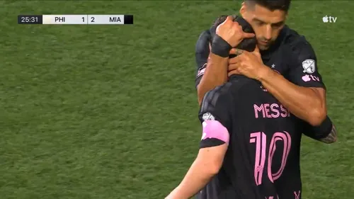 Lionel Messi i-a dedicat tatălui său golul marcat în meciul cu Philadelphia Union (FOTO: captură Apple TV)