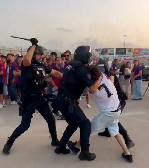 A intervenit Ministrul de Interne   VIDEO  Suporterul care a afișat  steagul separatist la stadion,  imobilizat cu bastoanele: reacția clubului