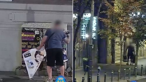 VIDEO | "Aventurierul cu Bidineaua", creatură de noapte care lipește afișe ilegale prin București și le spune polițiștilor că n-au ce-i face, găleata nu-i pe numele lui. Cum îl ajung amenzile din urmă