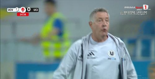 Bergodi, criză de nervi în U Craiova - U Cluj. Foto: capturi Prima Sport