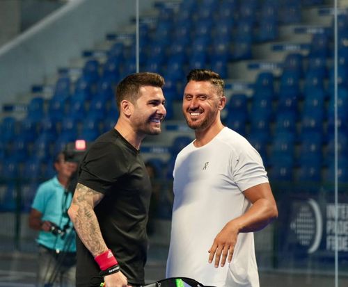 Ciprian Marica, Adrian Mutu, Raul Rusescu și Lukasz Szukala, meci de padel / foto: GOLAZO.ro