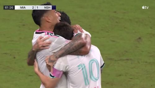 Lionel Messi, la golul cu numărul 99 pentru Inter Miami, în meciul cu Nashville. Foto: captură YouTube @MLS