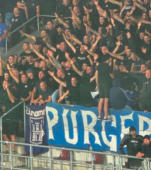 Cei mai răi ultras sunt în Giulești   FOTO-VIDEO.  Temuții Bad Blue Boys,  fanii celor de la Dinamo Zagreb,  fac show la București. Ce spun croații despre ei