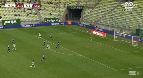 Primul gol marcat de Vladislav Blănuță pentru Lechia Gdansk. Foto: captură YouTube/TVP Sport
