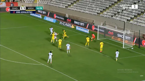 Golul marcat de Florin Tănase pentru Omonia / foto: capturi Youtube/Cytavision Sports