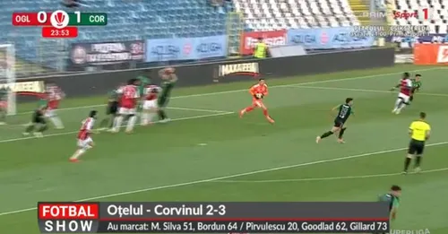 Codruț Sandu a aruncat din propriul careu până în jumătatea adversă în Oțelul - Corvinul 2-3 Capturi Prima Sport (1).jpg
