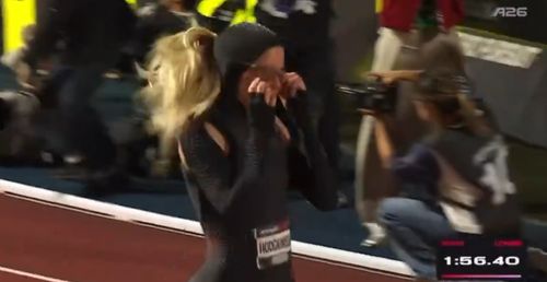 Echipamentul Nike purtat de Keely Hodgkinson la competiția Athlos. Foto: captură X/@AmorosLive