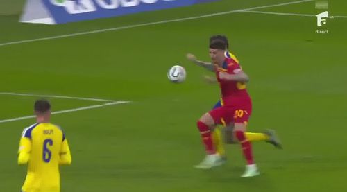 Dennis Man, gol în minutul 29 al meciului cu Suedia, după un contraatac. Foto: captură Antena 1