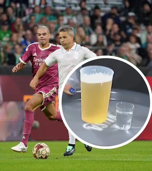 Pauză de hidratare cu bere și shot-uri   FOTO:  Moment neobișnuit la  amicalul de gală  cu legendele lui Werder Bremen și Real Madrid