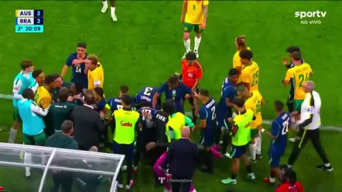 Momentul altercației dintre Endrick și Harry Souttar. Foto: captură SporTV
