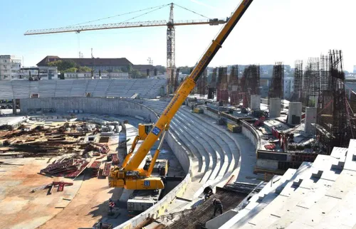 Stadiul lucrărilor la noul stadion din Craiova / Foto: Facebook/Cosmin Vasile