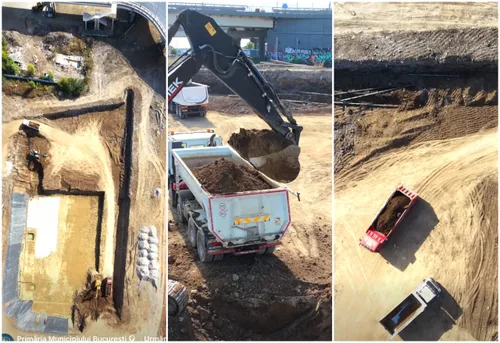 VIDEO | Construcția mamut de sub Prelungirea Ghencea, îngropată la o adâncime de 7 metri. Bazinul de retenție  cât trei piscine olimpice, peste care va fi un park &amp; ride