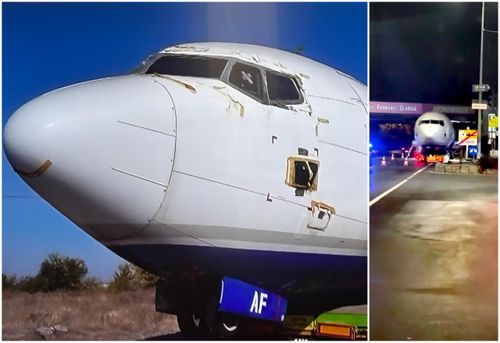 FOTO | Unde e "parcat" acum avionul blocat azi-noapte pe DN1, sub "Podul cu Hornbach" de lângă Balotești