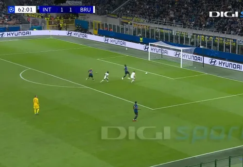 Inter - Club Brugge. Al doilea gol marcat de Nicolo Tresoldi. Foto: captură YouTube/Digi Sport
