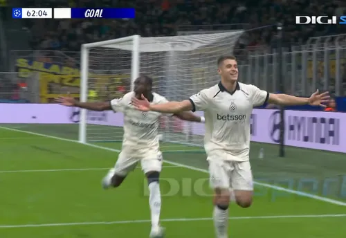 Inter - Club Brugge. Al doilea gol marcat de Nicolo Tresoldi. Foto: captură YouTube/Digi Sport