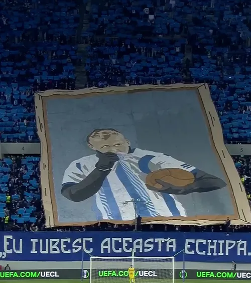 Tribut pentru „Grande”   FOTO.  Scenografie dedicată lui  Craioveanu  la duelul oltenilor cu Getafe