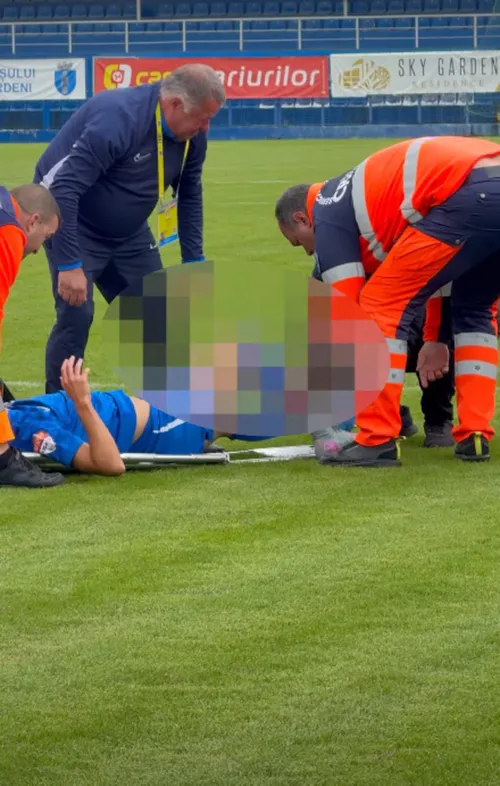 Accidentarea teribilă suferită de Constantin Robicek în Popești Leordeni - CS Afumați. Foto: captură GSP.ro