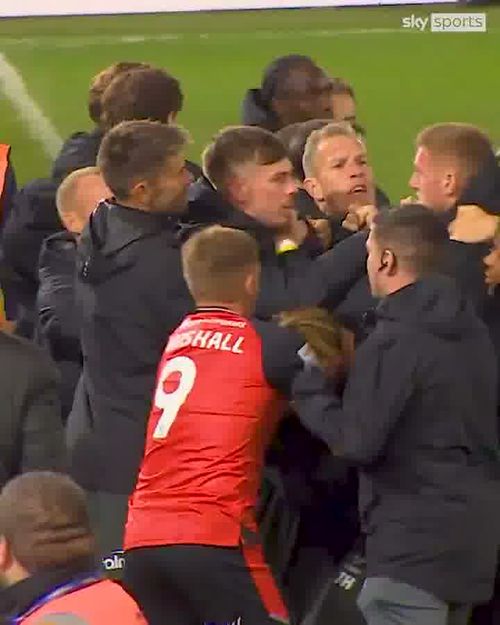 Jack Wilshere l-a împins pe Daniel Stendel după meci. Foto: Captură „X” @SkyFootball