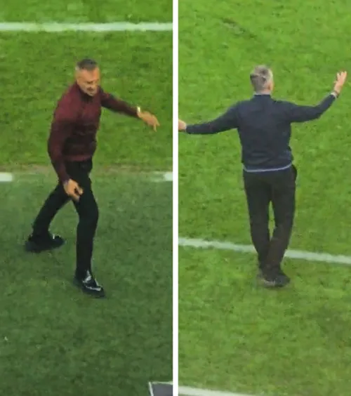 Show-ul antrenorilor reactivi   FOTO+VIDEO.  Ce nu s-a văzut la TV la FCSB - Rapid:  Pancu  se trage de bluză,  Reghecampf  aproape intră pe teren