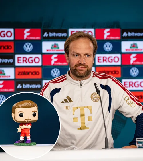 „Acum suntem toți aici”   FOTO.  L-au vrut pe Kane aproape 😅»  Spectacol la conferința lui Bayern  după câștigarea Balonului de Aur