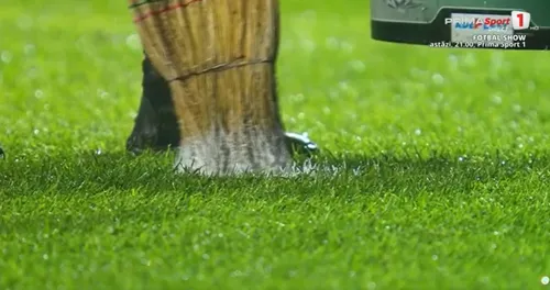 Gazonul de pe stadionul „Ilie Oană”, în stare proastă. Foto: captură Prima Sport 1