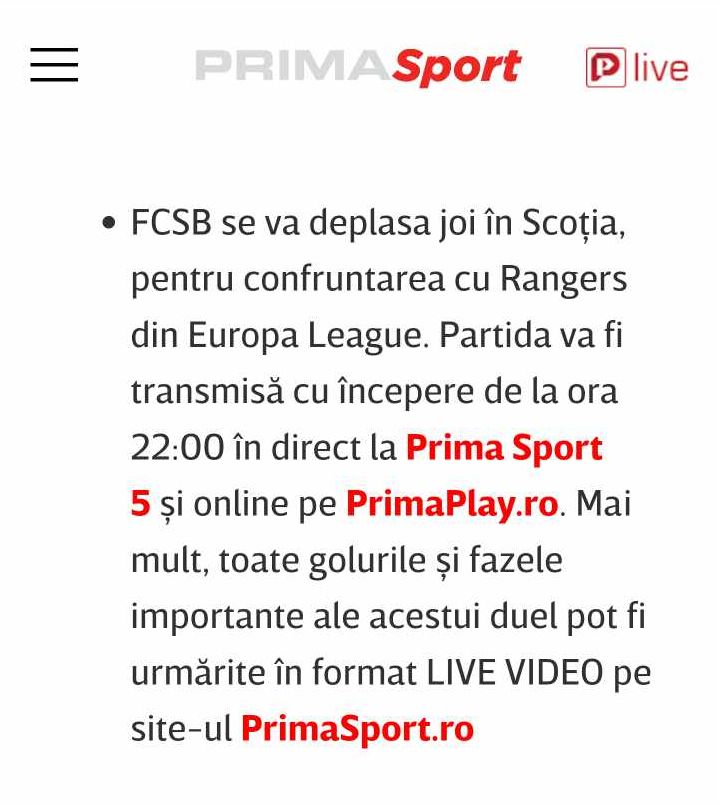 Decizie bizară la Rangers - FCSB  Interzis la TV  pentru peste 1 milion de români!