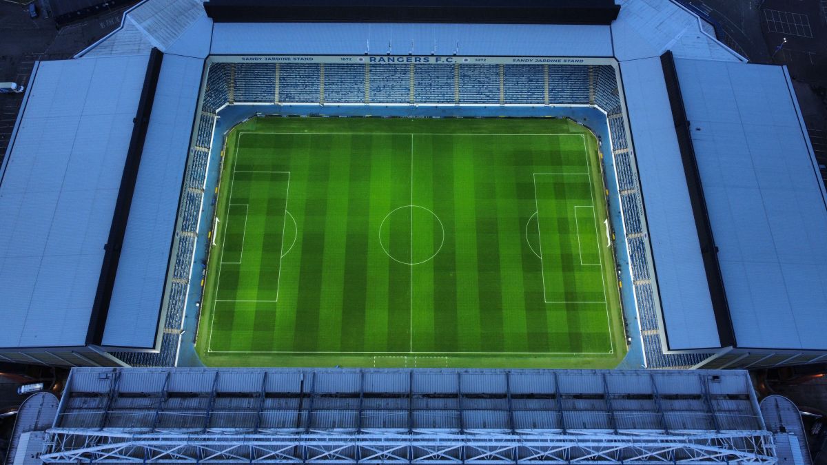 Ibrox Stadium văzut din dronă (foto: Iosif Popescu/GOLAZO.ro)