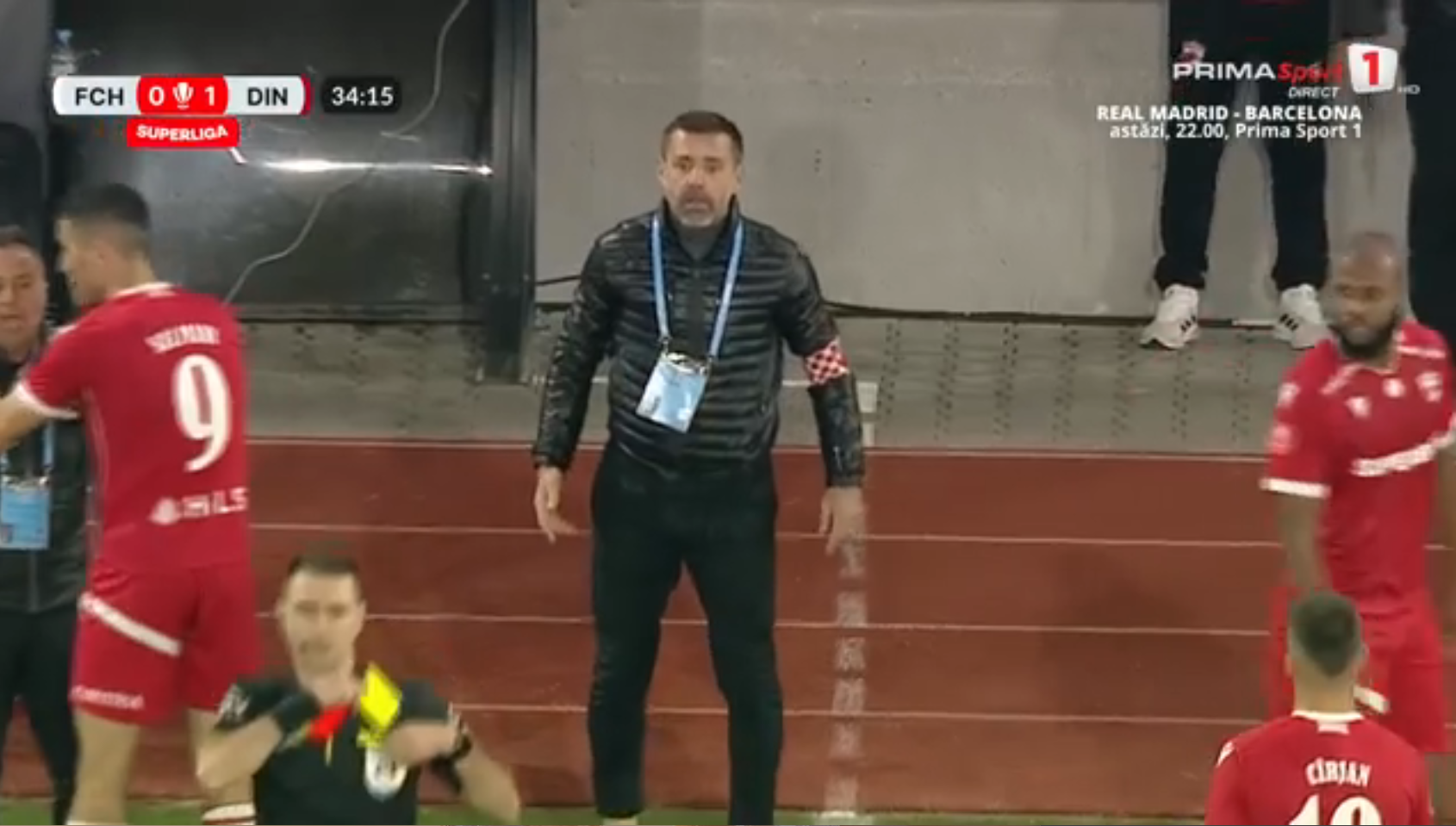 Hermannstadt - Dinamo: ieșire nervoasă Kopic. Foto: captură Prima Sport
