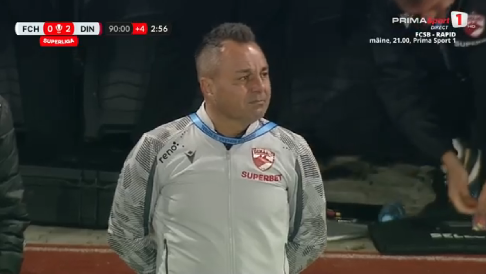 Hermannstadt - Dinamo: Florentin Petre, cu ochii în lacrimi. Foto: captură Prima Sport