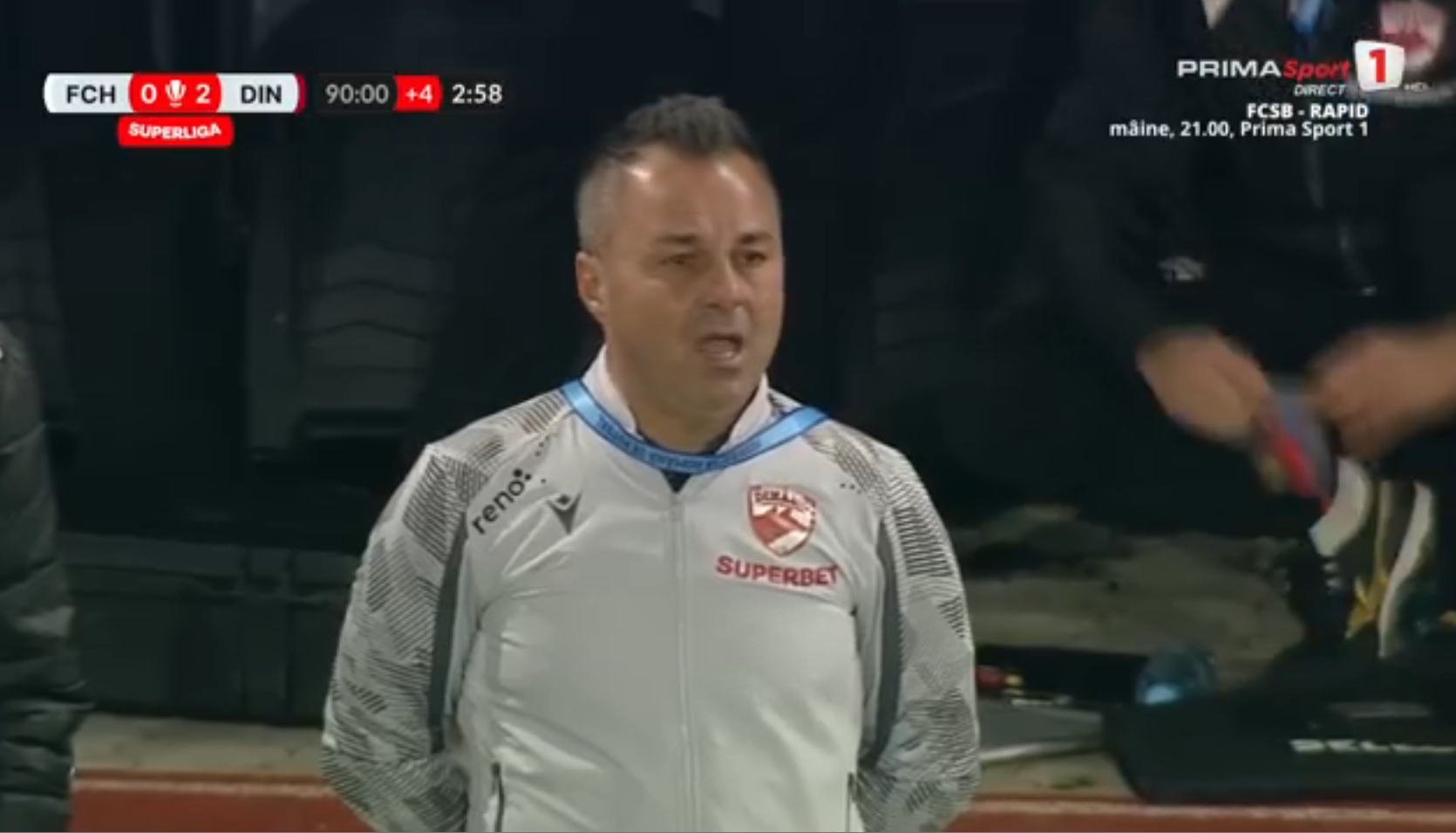 Hermannstadt - Dinamo: Florentin Petre, cu ochii în lacrimi. Foto: captură Prima Sport