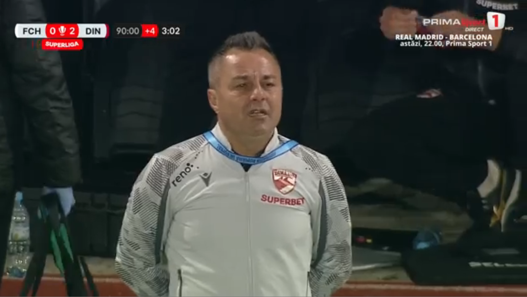 Hermannstadt - Dinamo: Florentin Petre, cu ochii în lacrimi. Foto: captură Prima Sport