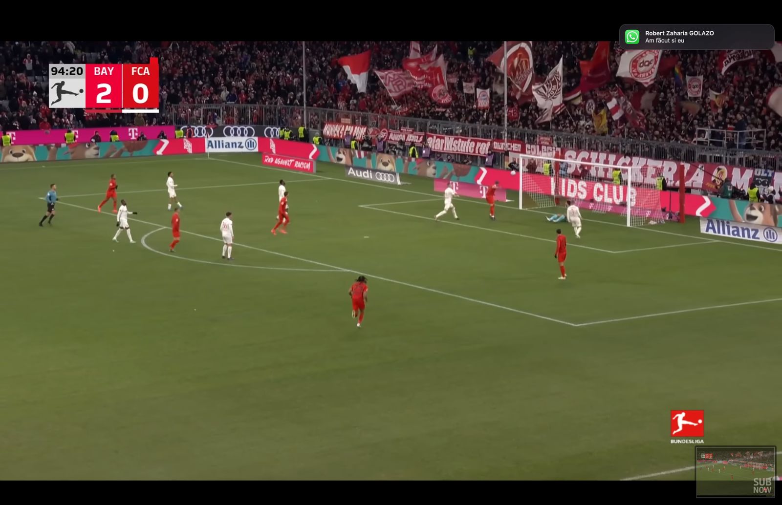 Gol Harry Kane în Bayern Munchen-Augsburg 3-0
