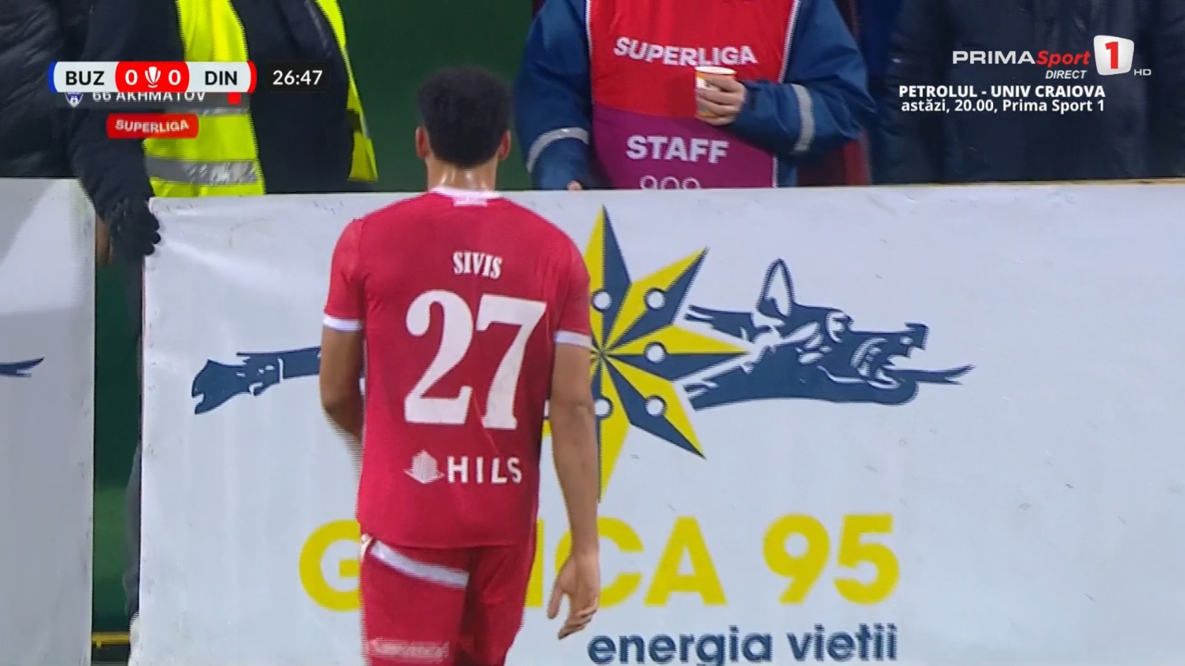 Eliminare Maxim Sivis, Buzău - Dinamo / Foto: Captură Prima Sport
