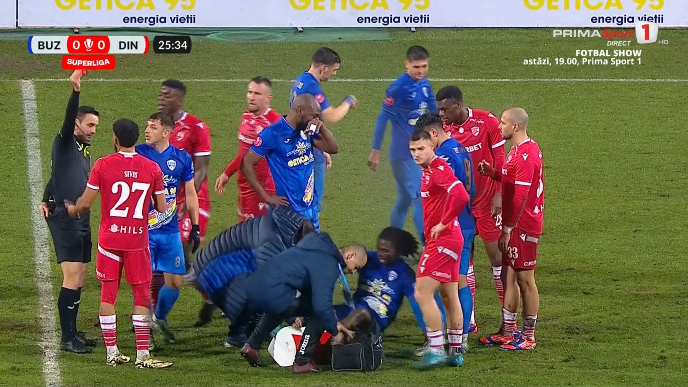 Eliminare Maxim Sivis, Buzău - Dinamo / Foto: Captură Prima Sport