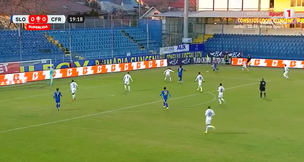 Laurențiu Vlăsceanu, ratare uriașă în Unirea Slobozia - CFR Cluj FOTO Captură video Prima Sport 1