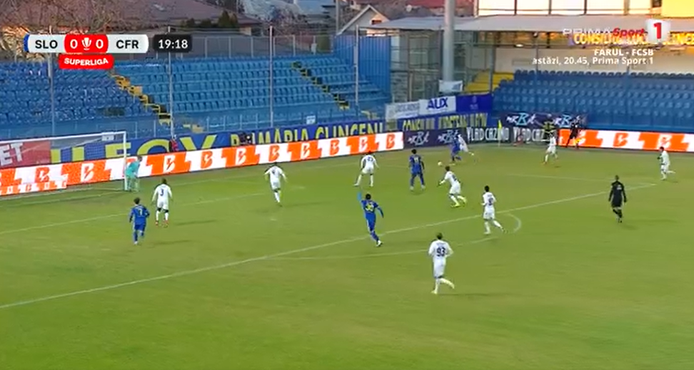 Laurențiu Vlăsceanu, ratare uriașă în Unirea Slobozia - CFR Cluj FOTO Captură video Prima Sport 1